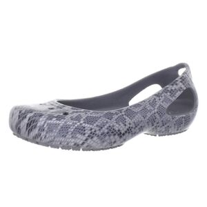 Crocs Kadee Grey & Black Snakeskin Print Flats - Size 6 Womens Snake Slip On